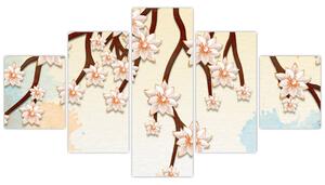 Obraz - Květy na větvích, barevné (125x70 cm)