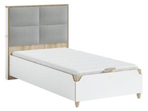 Studentská postel 100x200cm s úložným prostorem Dylan - bílá/dub světlý