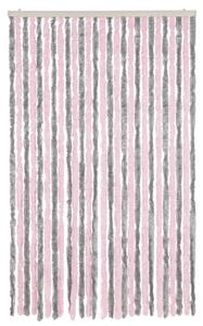 Závěs proti hmyzu stříbrošedý a růžový 118 x 220 cm žinylka