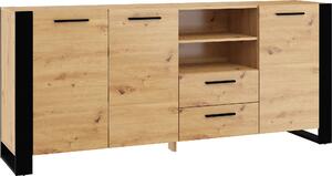 Komoda Nuka D 197 cm Příborník Highboard Skříň Černý řemeslně zpracovaný dub