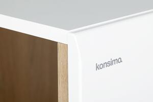 KONSIMO Konferenční stolek AVERO police bílý dub 112 x 47 x 60 cm