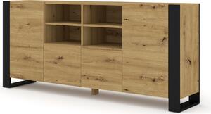 Komoda MONDI 188 cm Příborník Highboard Cabinet Artisan Dub / Černá