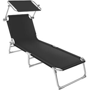 Tectake Plážové lehátko 4 polohové - černá