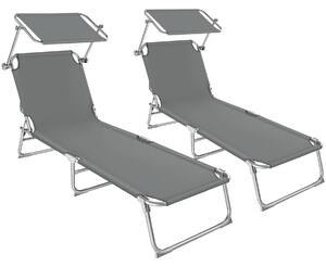 Tectake 2 Plážová lehátka 4 polohová - šedá