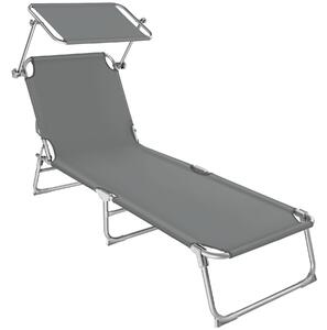 Tectake Plážové lehátko 4 polohové - šedá