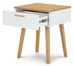 KONSIMO Noční stolek FRISK zásuvka dub bílý 48 x 60 x 46 cm