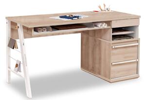 Velký studentský psací stůl Veronica - dub světlý/bílá
