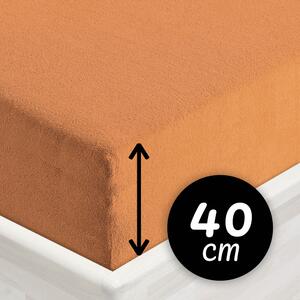 Froté napínací prostěradlo na extra vysokou matraci FR-022 Okrové 140 x 200 - výška 40 cm