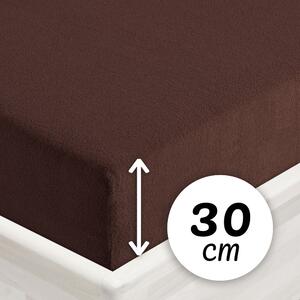 Froté napínací prostěradlo na vysokou matraci FR-026 Čokoládově hnědé 80 x 200 - výška 30 cm