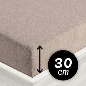 Froté napínací prostěradlo na vysokou matraci FR-027 Šedohnědé 80 x 200 - výška 30 cm