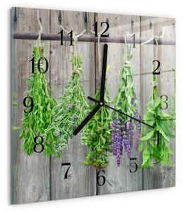 Skleněné hodiny na stěnu Bylinky zskc-30x30-00178317