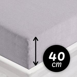 Froté napínací prostěradlo na extra vysokou matraci FR-028 Světle šedé 80 x 200 - výška 40 cm