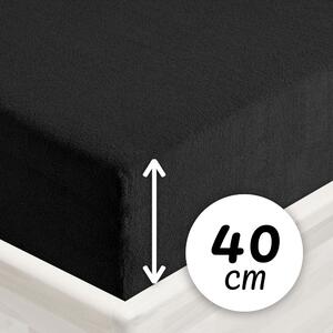 Froté napínací prostěradlo na extra vysokou matraci FR-030 Černé 80 x 200 - výška 40 cm