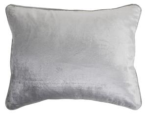 Obdélníkový šedo stříbrný sametový polštář Grey - 35*45cm