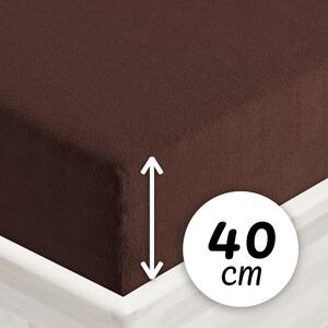 Froté napínací prostěradlo na extra vysokou matraci FR-026 Čokoládově hnědé 80 x 200 - výška 40 cm