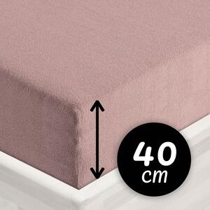 Froté napínací prostěradlo na extra vysokou matraci FR-024 Hnědorůžové 80 x 200 - výška 40 cm