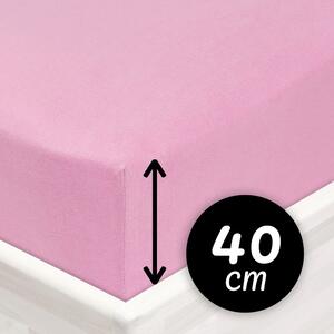 Jersey napínací prostěradlo na extra vysokou matraci JR-008 Růžová lila 80 x 200 - výška 40 cm