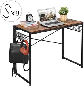 VASAGLE Skládací psací stůl industriální s háčky 100 x 50 cm