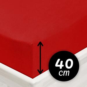 Jersey napínací prostěradlo na extra vysokou matraci JR-007 Sytě červené 80 x 200 - výška 40 cm