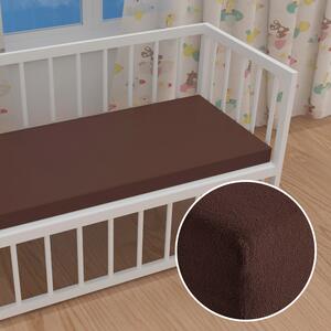 Dětské froté napínací prostěradlo do postýlky FR-026 Čokoládově hnědé 60 x 120 x 10 cm - do postýlky