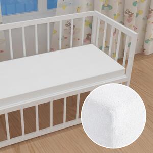 Dětské froté napínací prostěradlo do postýlky FR-031 Bílé 60 x 120 x 10 cm - do postýlky
