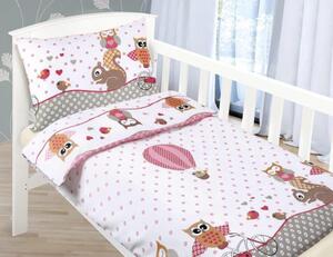 Bellatex Dětské povlečení bavlna Agáta - Růžová sovička, 90x135, 45x60