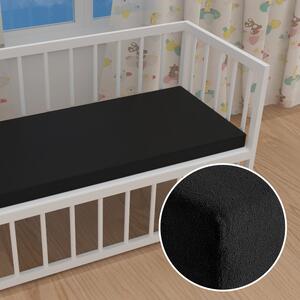 Dětské froté napínací prostěradlo do postýlky FR-030 Černé 60 x 120 x 10 cm - do postýlky