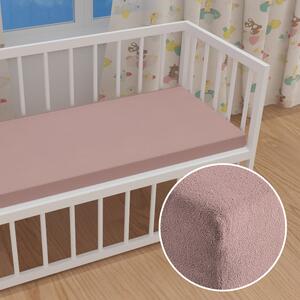 Dětské froté napínací prostěradlo do postýlky FR-024 Hnědorůžové 60 x 120 x 10 cm - do postýlky