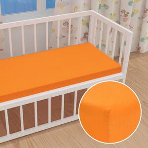 Dětské jersey napínací prostěradlo do postýlky JR-006 Oranžové 60 x 120 x 10 cm - do postýlky