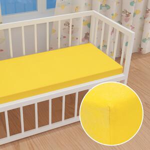Dětské jersey napínací prostěradlo do postýlky JR-003 Žluté 60 x 120 x 10 cm - do postýlky
