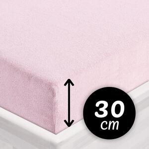 Froté napínací prostěradlo na vysokou matraci FR-032 Pudrově růžová 80 x 200 - výška 30 cm