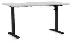 Výškově nastavitelný stůl OfficeTech A, 140 x 80 cm, černá podnož, světle šedá