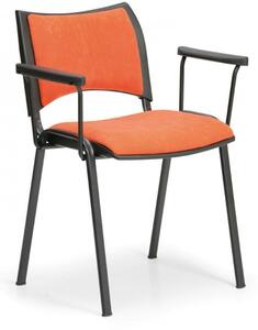 Konferenční židle SMART - černé nohy s područkami oranžová
