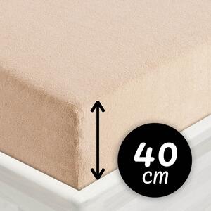 Froté napínací prostěradlo na extra vysokou matraci FR-033 Béžové 80 x 200 - výška 40 cm