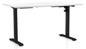 Výškově nastavitelný stůl OfficeTech A, 140 x 80 cm, černá podnož, bílá