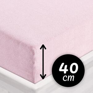 Froté napínací prostěradlo na extra vysokou matraci FR-032 Pudrově růžová 80 x 200 - výška 40 cm