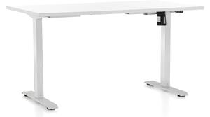 Výškově nastavitelný stůl OfficeTech A, 140 x 80 cm, bílá podnož, bílá