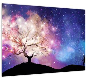 Skleněný obraz - Vesmírný strom (70x50 cm)