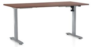 Výškově nastavitelný stůl OfficeTech A, 160 x 80 cm, šedá podnož, ořech