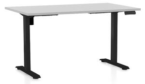 Výškově nastavitelný stůl OfficeTech B, 140 x 80 cm, černá podnož, světle šedá