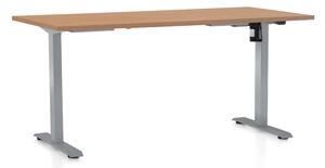 Výškově nastavitelný stůl OfficeTech A, 160 x 80 cm, šedá podnož, buk