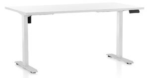 Výškově nastavitelný stůl OfficeTech B, 160 x 80 cm, bílá podnož, bílá