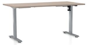 Výškově nastavitelný stůl OfficeTech A, 160 x 80 cm, šedá podnož, dub