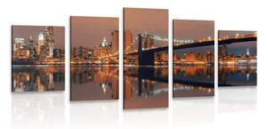 5-dílný obraz odraz Manhattanu ve vodě Varianta: 100x50