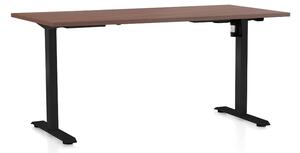 Výškově nastavitelný stůl OfficeTech A, 160 x 80 cm, černá podnož, ořech