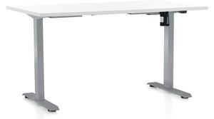 Výškově nastavitelný stůl OfficeTech A, 140 x 80 cm, šedá podnož, bílá