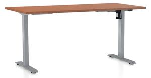 Výškově nastavitelný stůl OfficeTech A, 160 x 80 cm, šedá podnož, třešeň