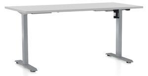 Výškově nastavitelný stůl OfficeTech A, 160 x 80 cm, šedá podnož, světle šedá