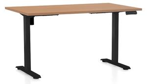 Výškově nastavitelný stůl OfficeTech B, 140 x 80 cm, černá podnož, buk