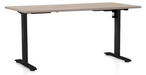 Výškově nastavitelný stůl OfficeTech A, 160 x 80 cm, černá podnož, dub